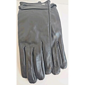 Adrienne Vittadini 100% Leather Gloves Black Size XLarge Wool Cashmere Lined